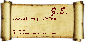 Zorkóczy Sára névjegykártya